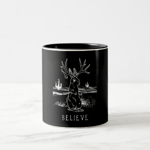 Rabbit Gift   Believe Jackalope Two-Tone Coffee Mug