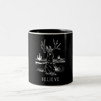 Rabbit Gift | Believe Jackalope Two-Tone Coffee Mug