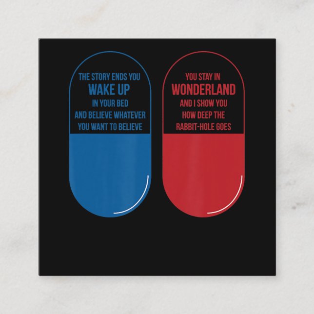 Rabbit Gift | Blue Pill Red Pill Wonderland Rabbit Square Business Card (Front)