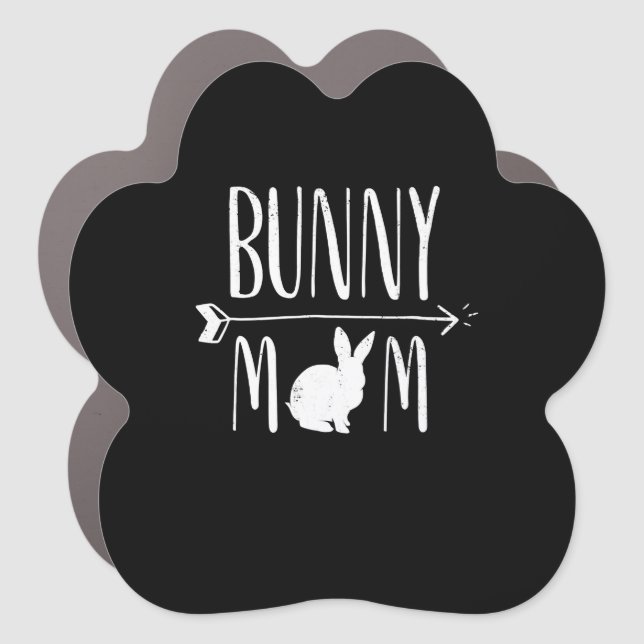 Rabbit Gift | Bunny Mom Funny White Rabbit Gift Car Magnet (Front)