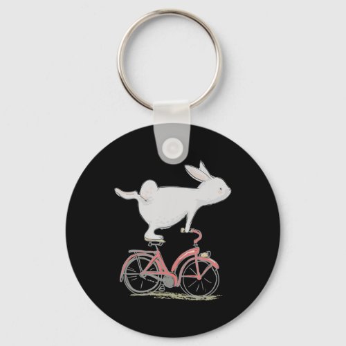 Rabbit Gift  Bunny On Bike Cycling Bicycle Keychain