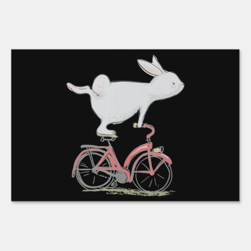 Rabbit Gift  Bunny On Bike Cycling Bicycle Sign