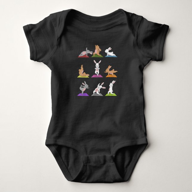Rabbit Gift | Bunny Yoga In Yoga Poses Sports Baby Bodysuit (Front)