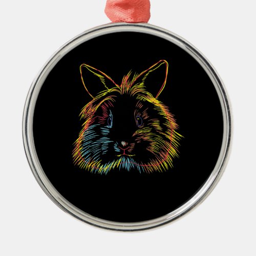 Rabbit Gift  Colourful Bunny Lionhead Rabbit Metal Ornament