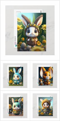 Rabbit gnome, Postcrossing Postcards