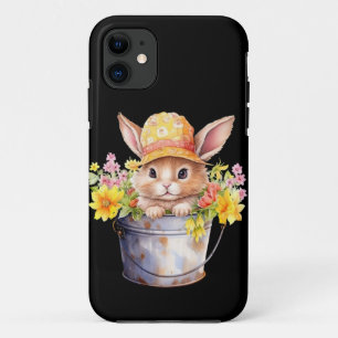 Rabbit Graphic For Girls Floral Spring Time  iPhone 11 Case