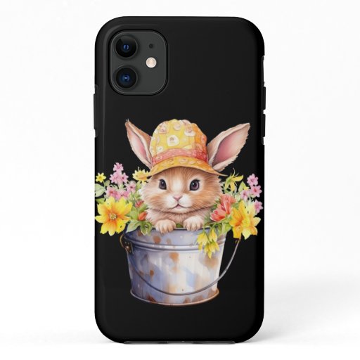 Rabbit Graphic For Girls Floral Spring Time  iPhone 11 Case