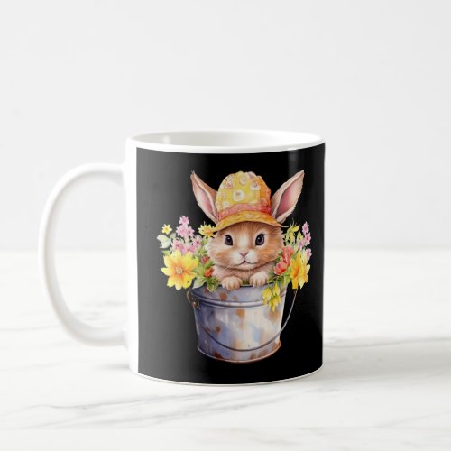 Rabbit Graphic For Girls Floral Spring Time  Coffee Mug