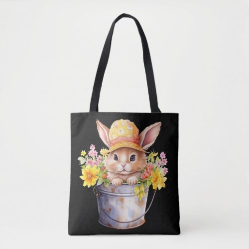 Rabbit Graphic For Girls Floral Spring Time  Tote Bag