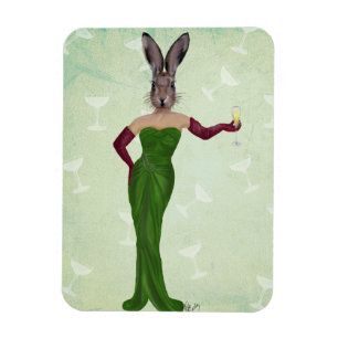 Rabbit Green Dress 2 Magnet