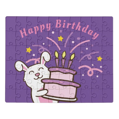 Rabbit happy birthday cake jigsaw puzzle
