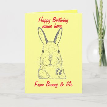 Rabbit Happy Birthday Card by artistjandavies at Zazzle