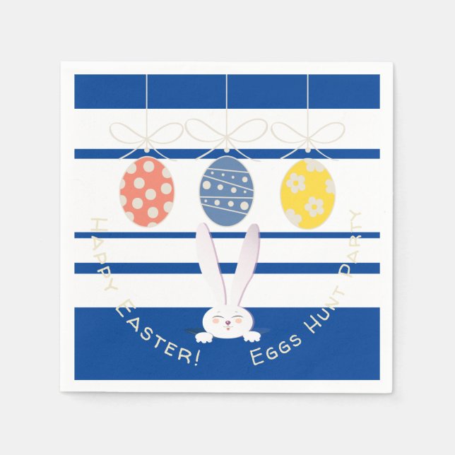 Rabbit Happy Easter Eggs Hunt Spring Party Modern Napkins (Front)