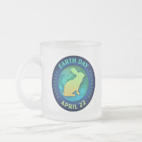 Rabbit Hare and Bunny Lovers Earth Day Gift Frosted Glass Coffee Mug