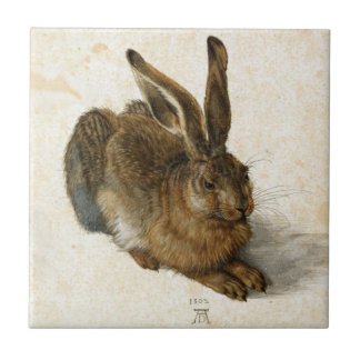 Rabbit, Hare by Durer Vintage Nature Art from 1502 Ceramic Tile