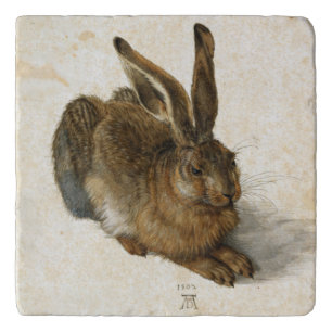 Rabbit, Hare by Durer Vintage Nature Art from 1502 Trivet