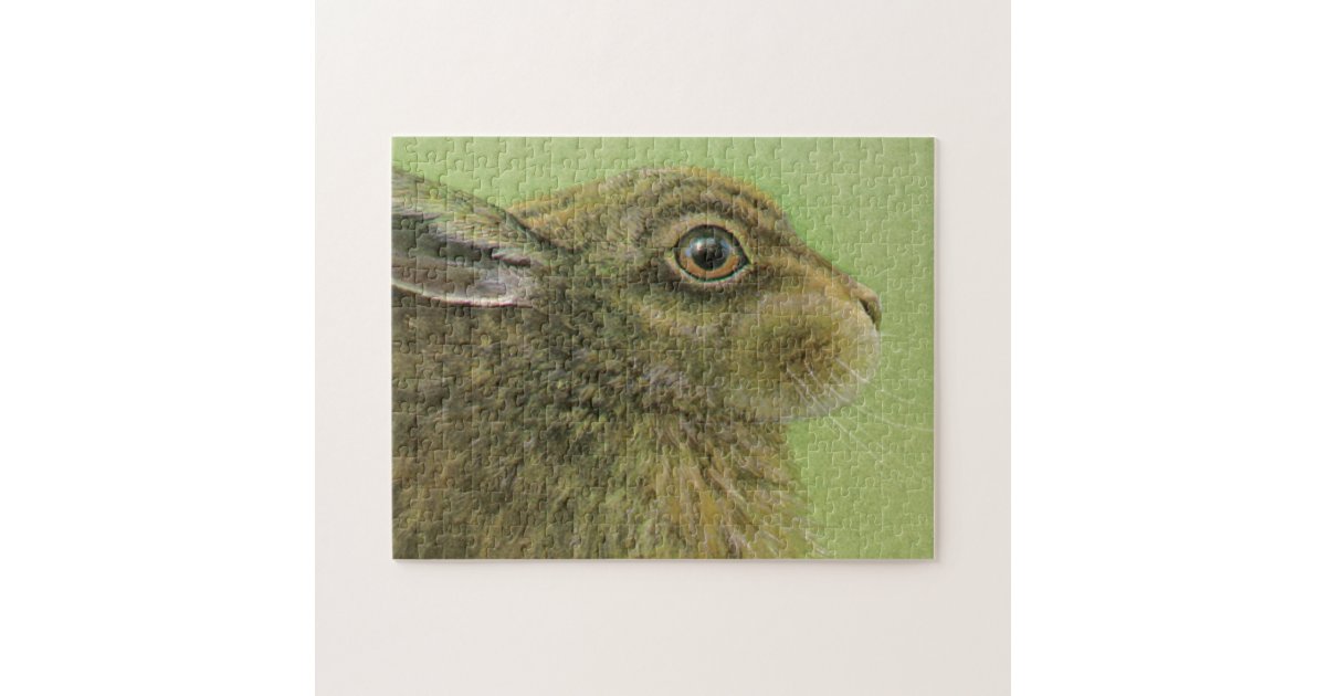 Rabbit hare fine art painting jigsaw puzzle | Zazzle