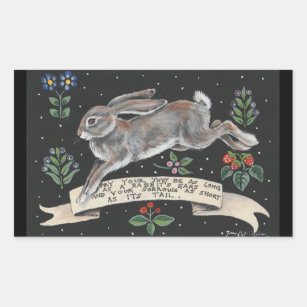 Rabbit Hare Inspirational Sticker Black Floral