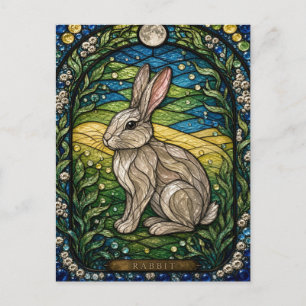 Rabbit / Hare Meadow Edge Illumina Stained Glass Postcard
