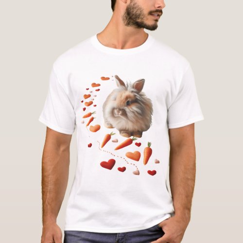 Rabbit Heart Carrots Valentines Day Bunny Trail T_Shirt