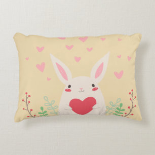 Rabbit heart cute valentine accent pillow
