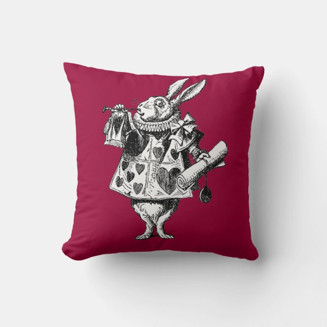 Rabbit Herald Victorian Alice in Wonderland Pillow (Front)