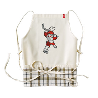 rabbit hockey cartoon zazzle HEART apron