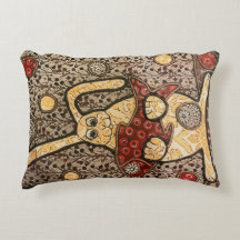 Rabbit holding fish fabric collage