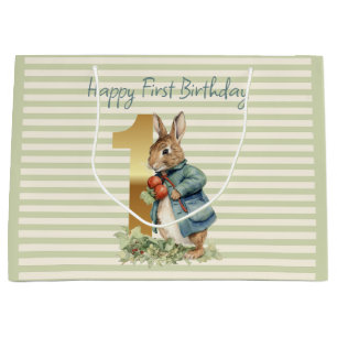 Rabbit holding vegetables First Birthday Large Gift Bag