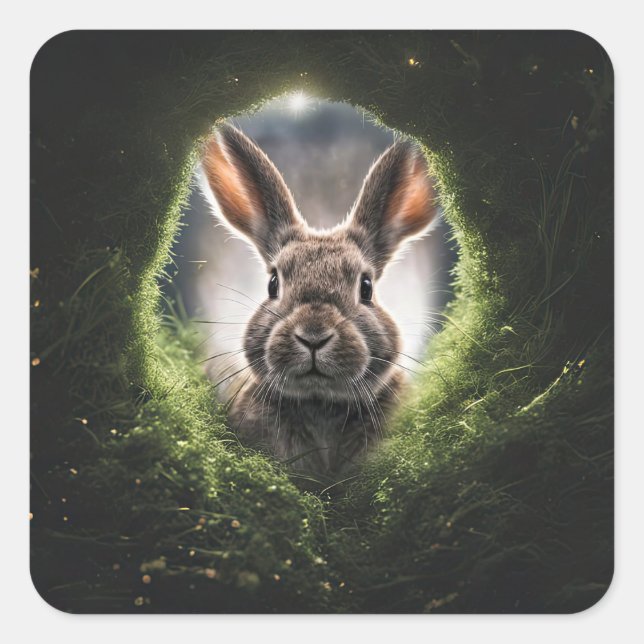 Rabbit Hole Bunny Cute  Square Sticker (Front)