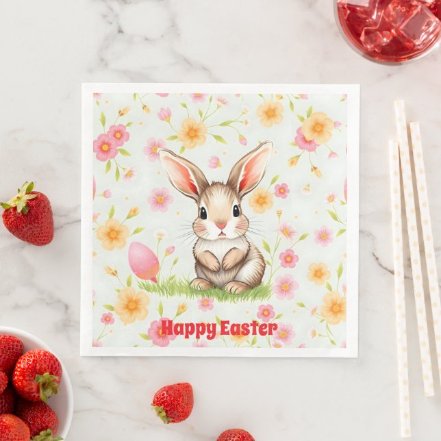 Rabbit Holiday Easter Modern Collection Paper Dinner Napkins (Insitu)