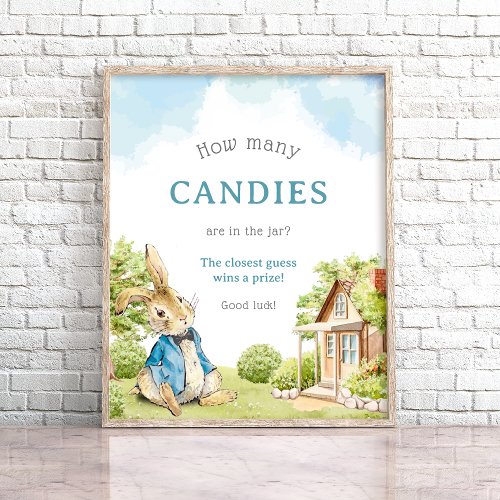 Rabbit How Many Candies in Jar Baby Shower Game Poster