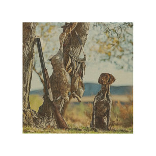 Rabbit hunting with GSP Wood Wall Art