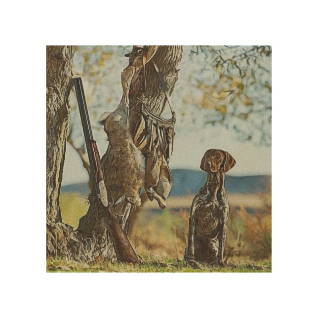 Rabbit hunting with GSP     Wood Wall Art (Front)