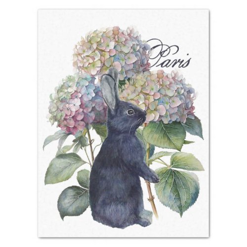 Rabbit Hydrangea Flower Paris Easter Decoupage     Tissue Paper