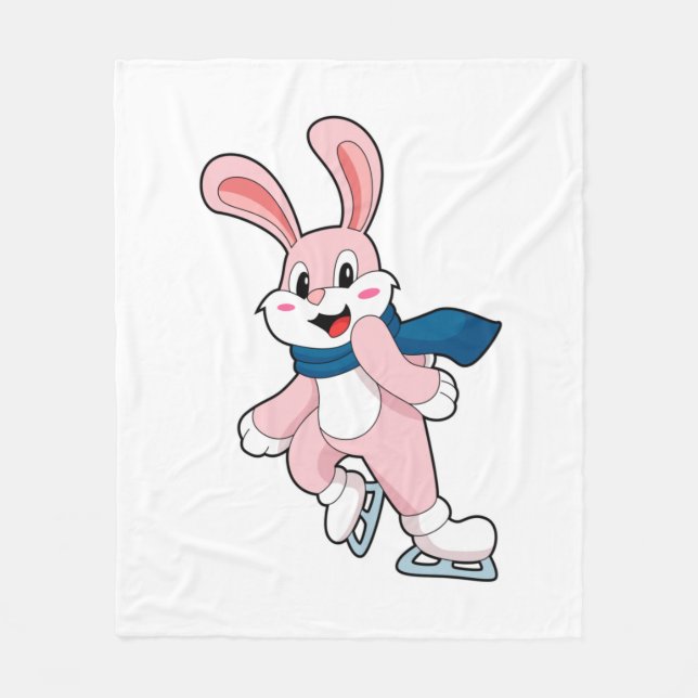 Rabbit Ice skating Ice skates Fleece Blanket (Front)