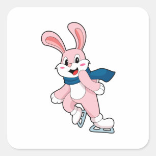 Rabbit Ice skating Ice skates Square Sticker