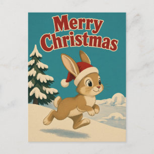 Rabbit Icy Yard Animal Christmas Postcard