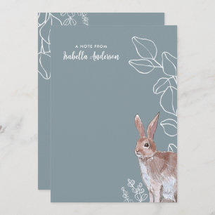 Rabbit Illustration Botanical Note Card