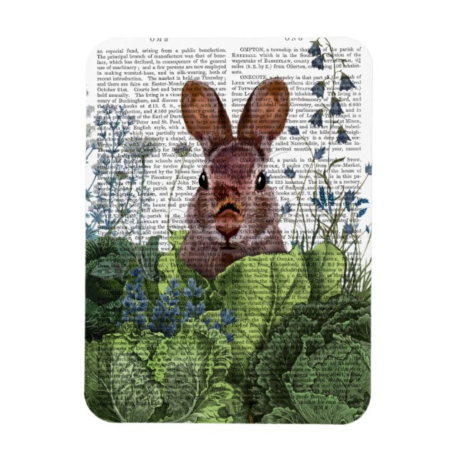 Rabbit in a Cabbage Patch Magnet (Vertical)