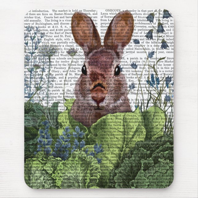Rabbit in a Cabbage Patch Mouse Pad (Front)