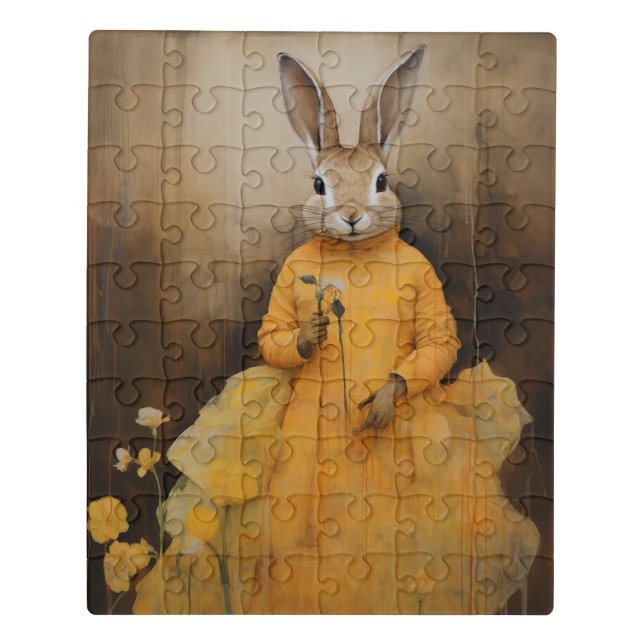 Rabbit in a Fancy Yellow Dress Jigsaw Puzzle (Puzzle Vertical)