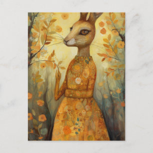 Rabbit in a floral dress postcard