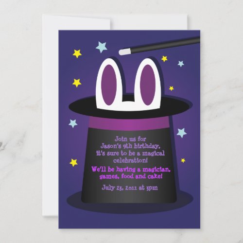 Rabbit in a Hat Magic Show Invitations