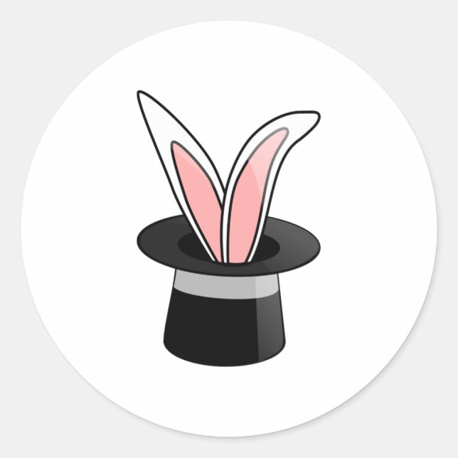 Rabbit in a Hat Magic Trick Classic Round Sticker (Front)
