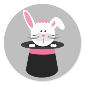 Rabbit in a Hat Magician Sticker - Pink