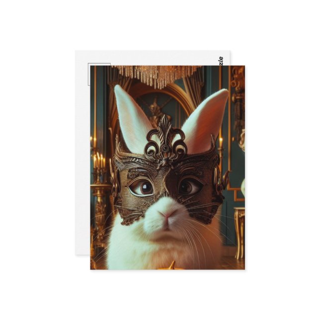 Rabbit in a Mask Postcard (Front/Back In Situ)