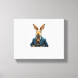 Rabbit In A Suit - Vintage Easter Bunny Portrait W Canvas Print