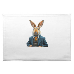 Rabbit In A Suit - Vintage Easter Bunny Portrait W Cloth Placemat