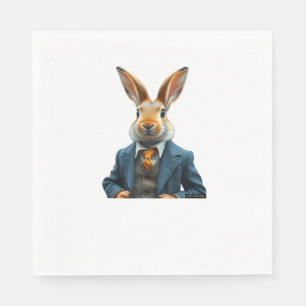 Rabbit In A Suit - Vintage Easter Bunny Portrait W Napkins